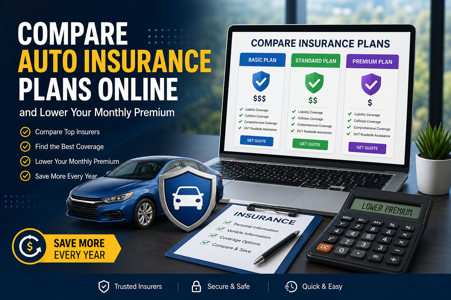Compare Auto Insurance Plans Online and Lower Your Monthly Premium