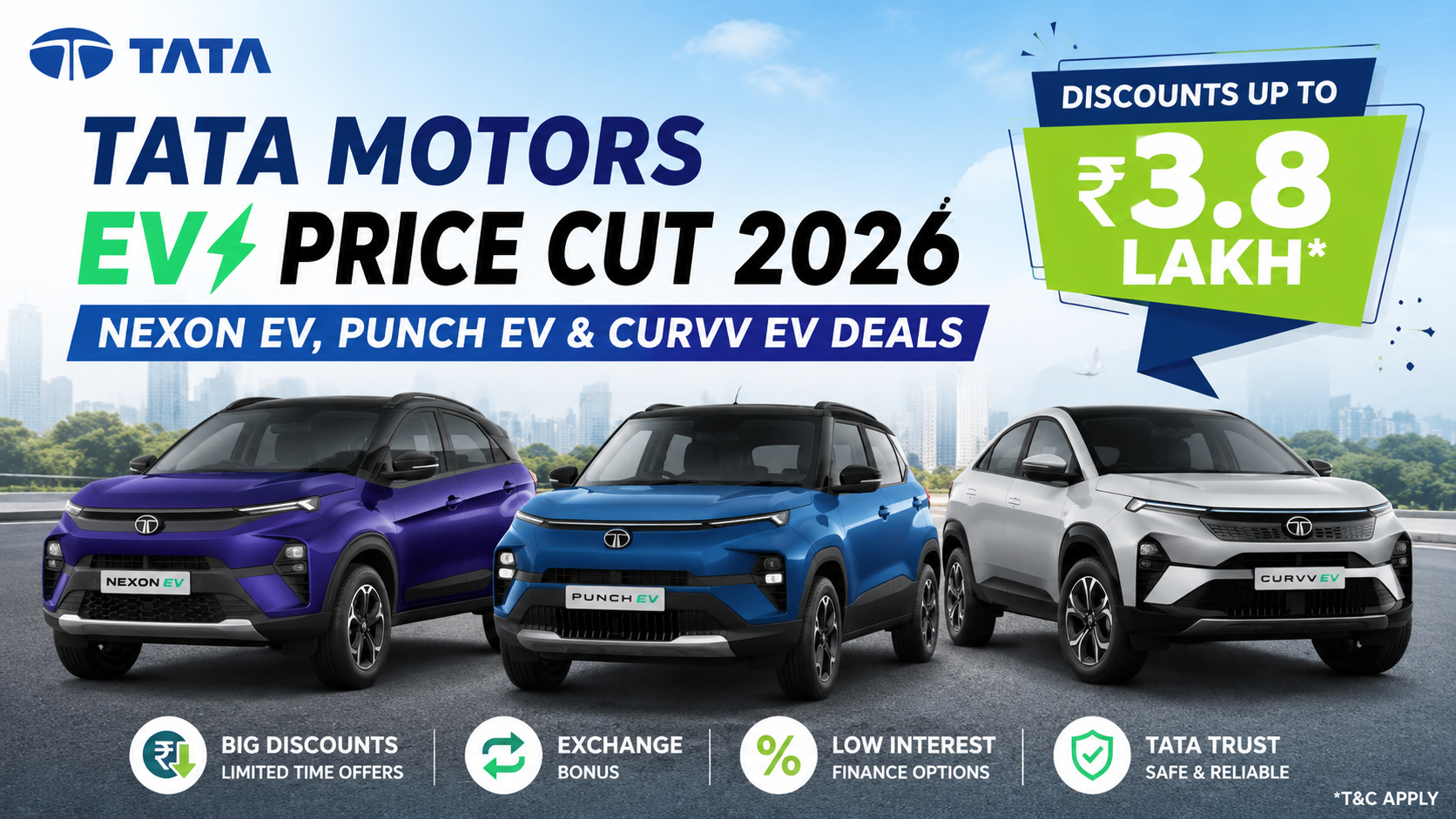 Tata Motors EV Price Cut 2026: Huge Discounts on Nexon EV, Punch EV & Curvv EV Models